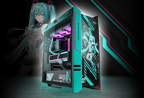 Buy Hatsune Miku PC? Exclusive ASUS ROG Gaming Edition in Miku design at BoostBoxx! Ryzen 9 9950X3D, RTX 5080 &amp; 96 GB RAM.