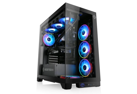 Experience high-end gaming in 4K with the BoostBoxx 1240. Powerful Ryzen 7 9850X3D and RTX 5080 OC for ultimate performance!