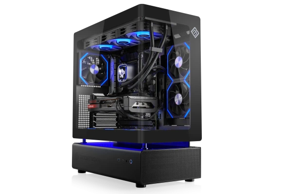 Gaming PC BoostBoxx 1190 with Ryzen 7 9850X3D &amp; RX 9070 XT &ndash; 4K AMD gaming PC with 2 TB SSD and water cooling in Vitrum Arc design.