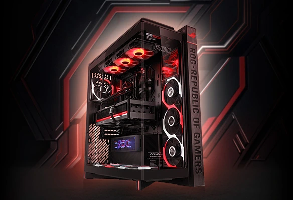 GameStar PC Cronox Edition : Ryzen 7 9800X3D et ASUS ROG Astral RTX 5080 dans le bo&icirc;tier panoramique ROG Cronox. La puissance de jeu 4K ultime avec BoostBoxx !