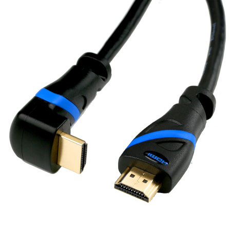 HDMI 2.0 Kabel, gewinkelt, 0,5 m, schwarz/blau