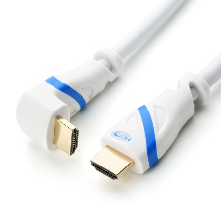 HDMI 2.0 Kabel, gewinkelt, 2 m, weiß/blau