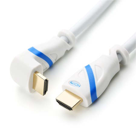 HDMI 2.0 Kabel, gewinkelt, 5 m, weiß/blau