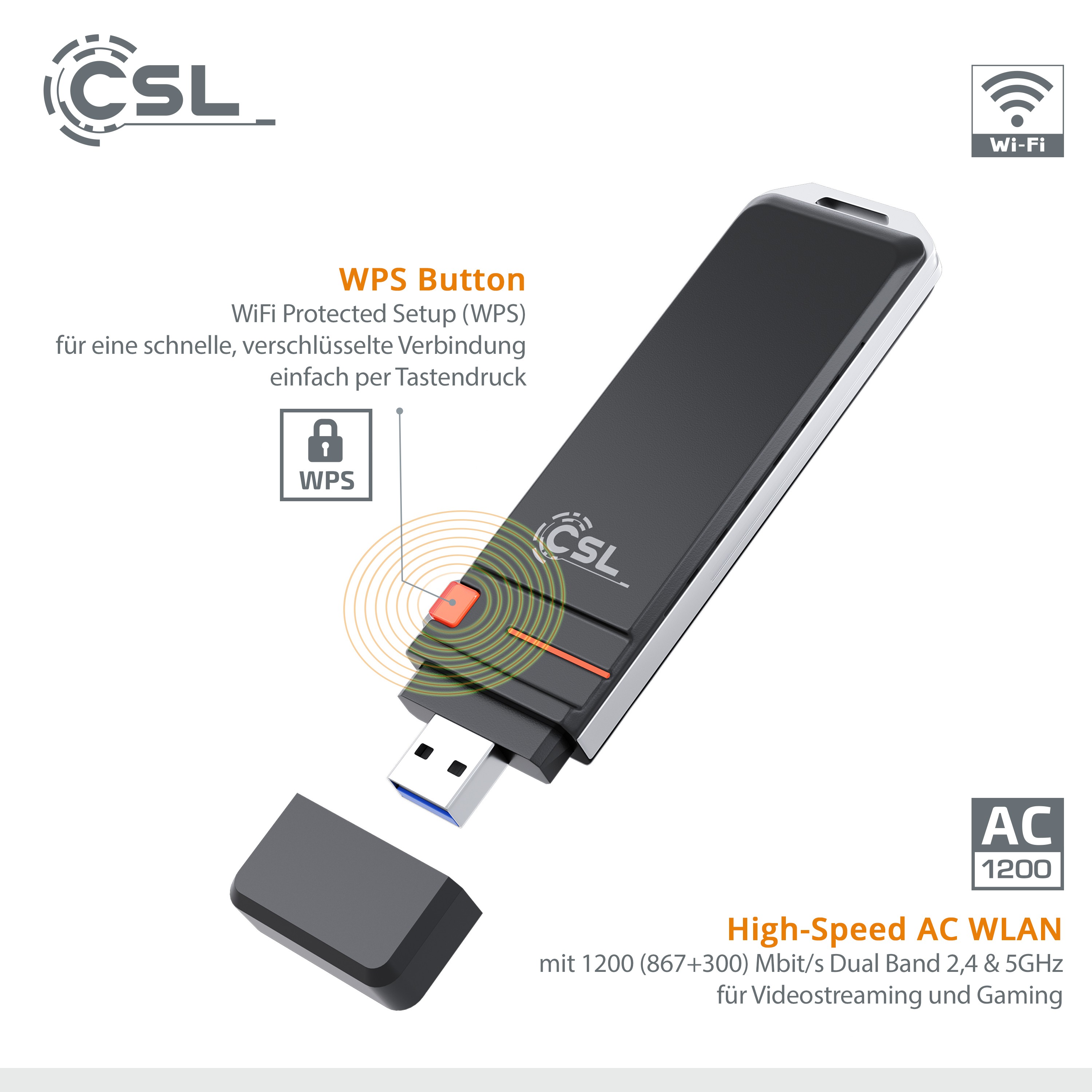 Csl Net Wlan Usb 3.0 Stick Drivers WLAN USB-Stick 867 MBit/s (400 MBit/s @ 2,4 GHz) - CSL AC1300 + USB