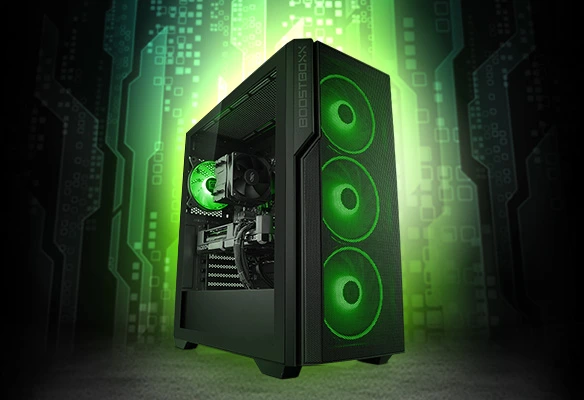 Der BoostBoxx PietSmiet Little Jay ist ideal f&uuml;r Full HD-Gaming. Mit der AMD Ryzen 5 5600 CPU, 16 GB DDR4-RAM, Radeon RX 9060 und 500 GB M.2 SSD liefert sie satte Power!