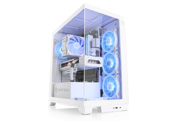 Erlebe immersives WQHD-Gaming mit dem RX 9060 XT Gaming PC BoostBoxx White Build 7130 inkl. AMD Ryzen 7 CPU, Radeon RX 9060 XT Grafik & 32 GB RAM.