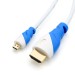 microHDMI auf HDMI 2.0 Kabel, 2 m, weiß/blau