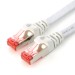 0,5m Flachband Patchkabel Cat7, weiß/rot