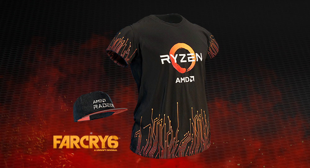 exklusive AMD Radeon™ Game Baseballmütze und das AMD Ryzen T-Shirt